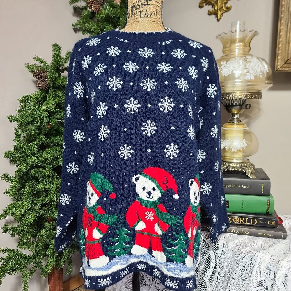 Vintage Women's Medium Nutcracker Polar Bear Christmas Winter Sweater